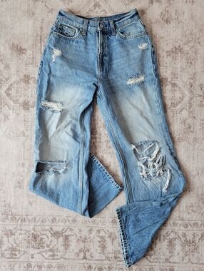 Arizona Jeans Co Curvy Skater Jeans Juniors 5 High‎ Rise Distressed